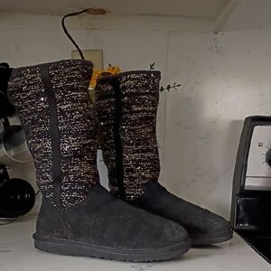 UGG LEATHER And knit Sequin Boots